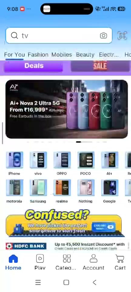 Flipkart 手机类目页投放录屏 · Flipkart 手机类目 Banner